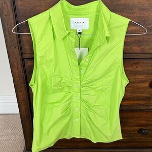 NWT The Shirt by Rochelle Behrens Lime Green Sleeveless Top Size M